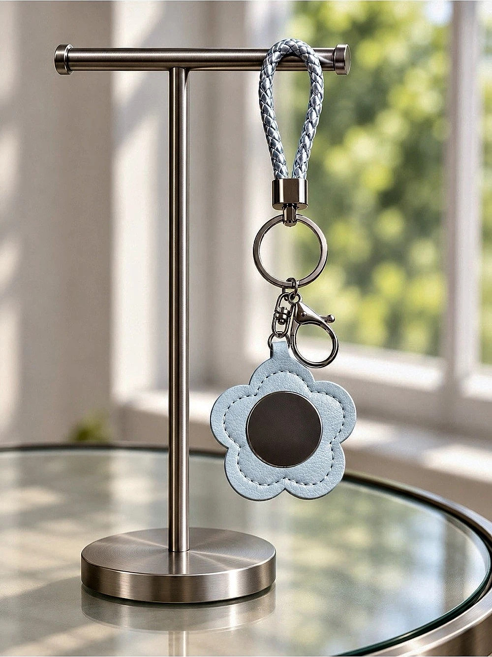 Blue & Silver Flower Keychain